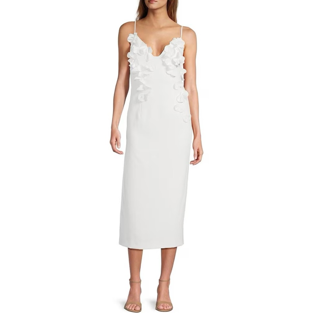 ANTONIO MELANI Martha Floral Applique V-Neck Dress